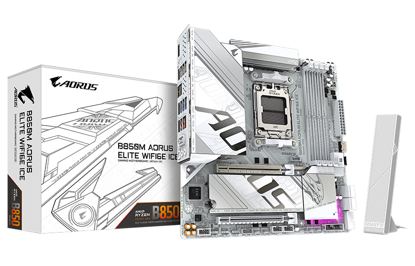 GIGABYTE B850M AORUS ELITE WIFI6E ICE AMD AM5 LGA 1718 Motherboard